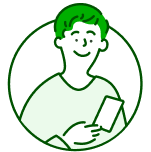 イラスト：スマートフォンでシフトを提出する人